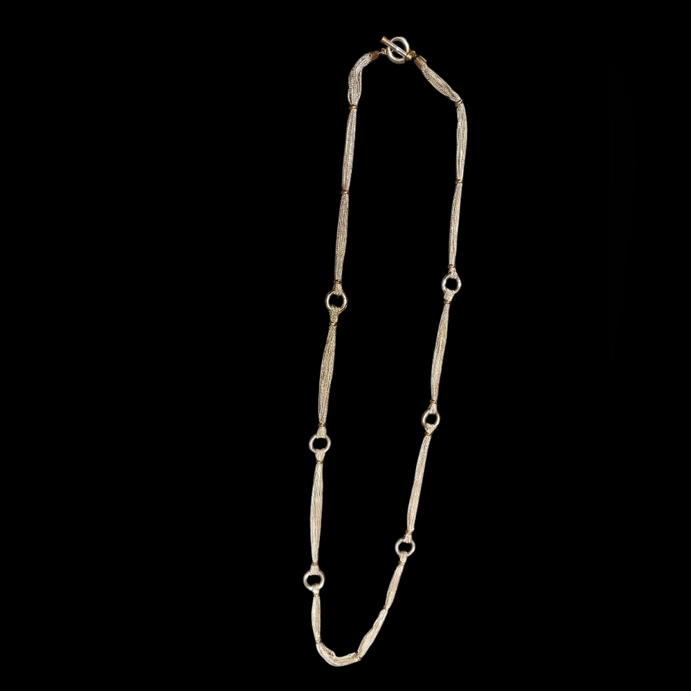 Ralph Lauren Vintage 90’s “RL” dangle 10 strand silver+Gold plated loops